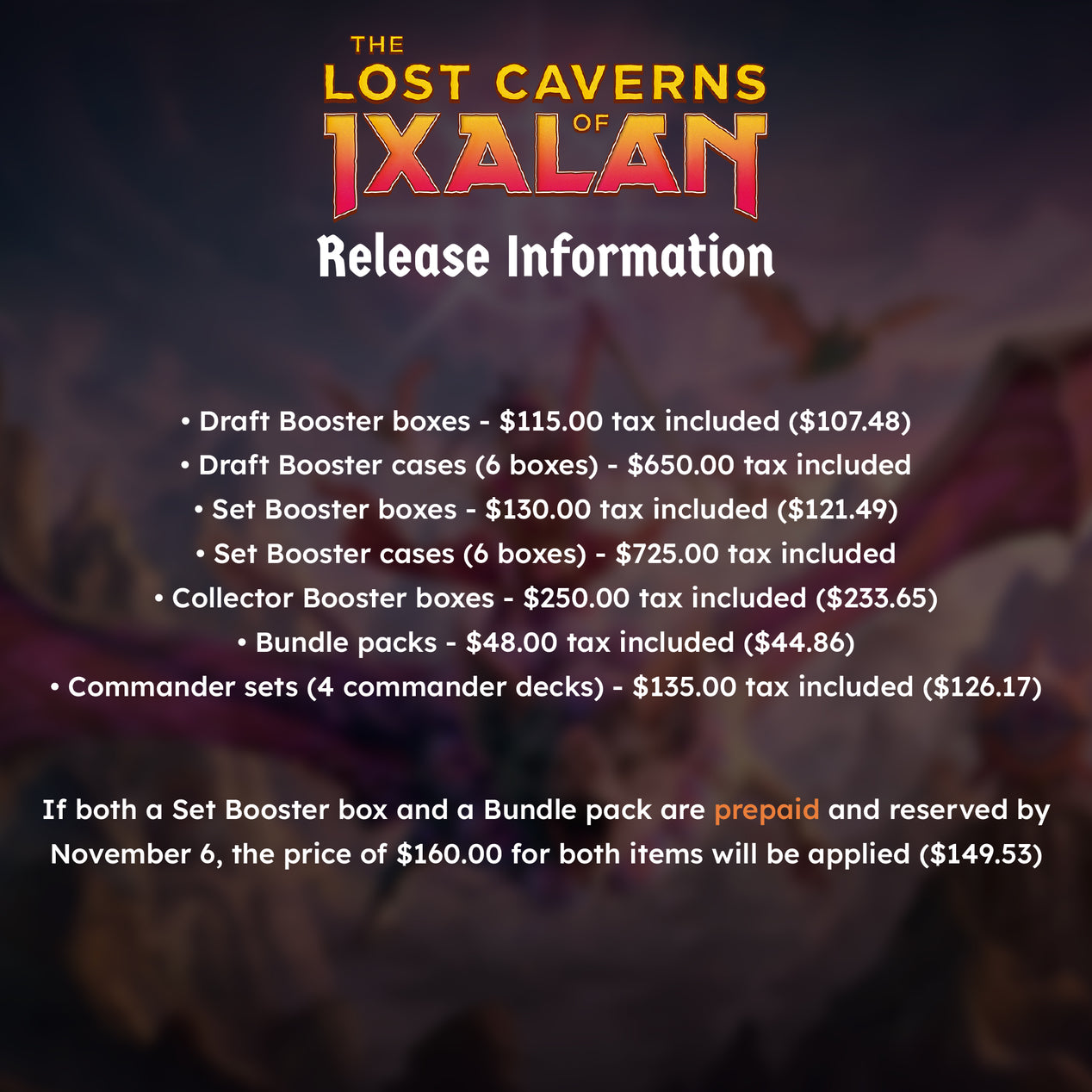 Lost Caverns of Ixalan Pre-Order Information