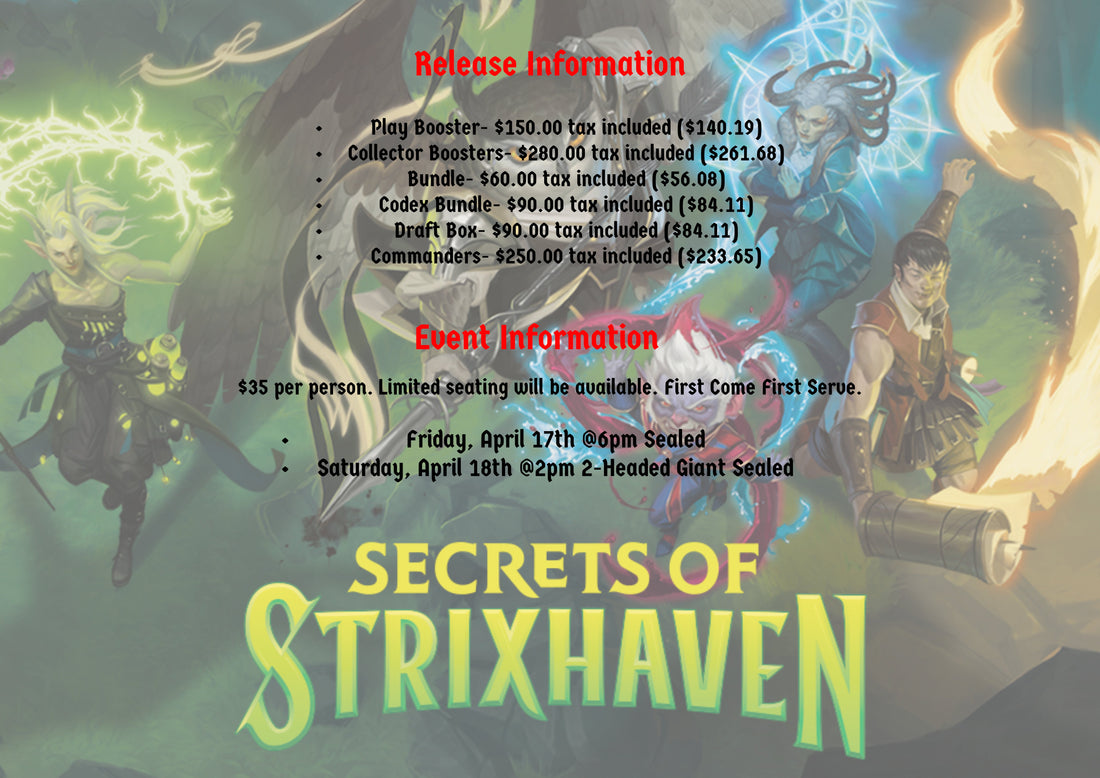 Secrets of Strixhaven Pre-Order and Prerelease Information