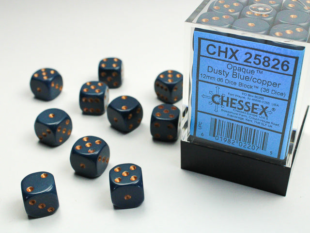 Chessex 12mm 36 D6 Cube: Opaque Dusty Blue/Copper (25826) | Gauntlet Hobbies - Angola