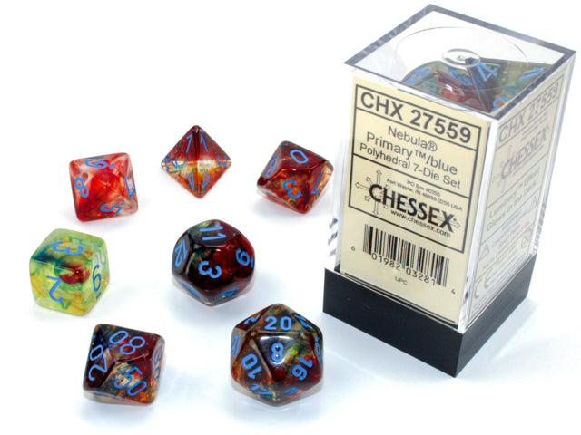 Chessex 7-Die Set: Nebula Primary/Blue | Gauntlet Hobbies - Angola