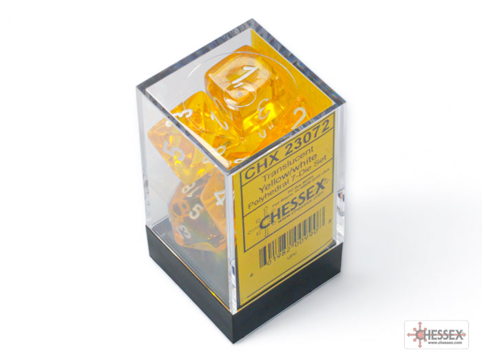 Chessex 7-Set Dice Set: Translucent Yellow/white