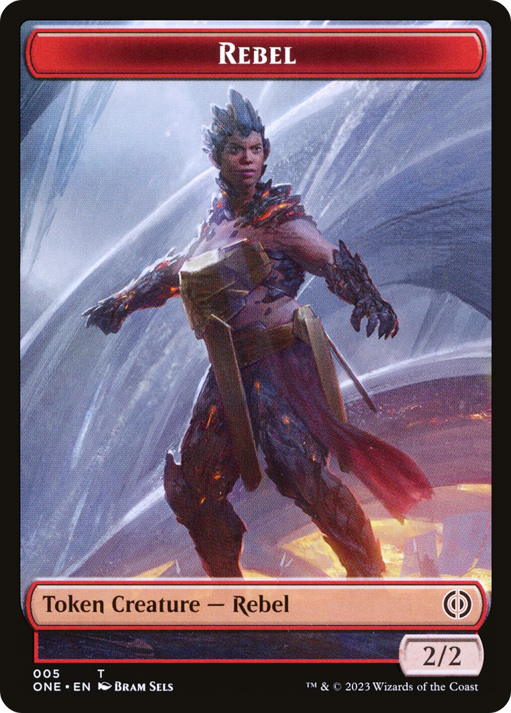 Rebel // The Hollow Sentinel Double-Sided Token [Phyrexia: All Will Be One Tokens] | Gauntlet Hobbies - Angola