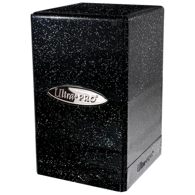 Glitter Satin Tower Deck Box - Black
