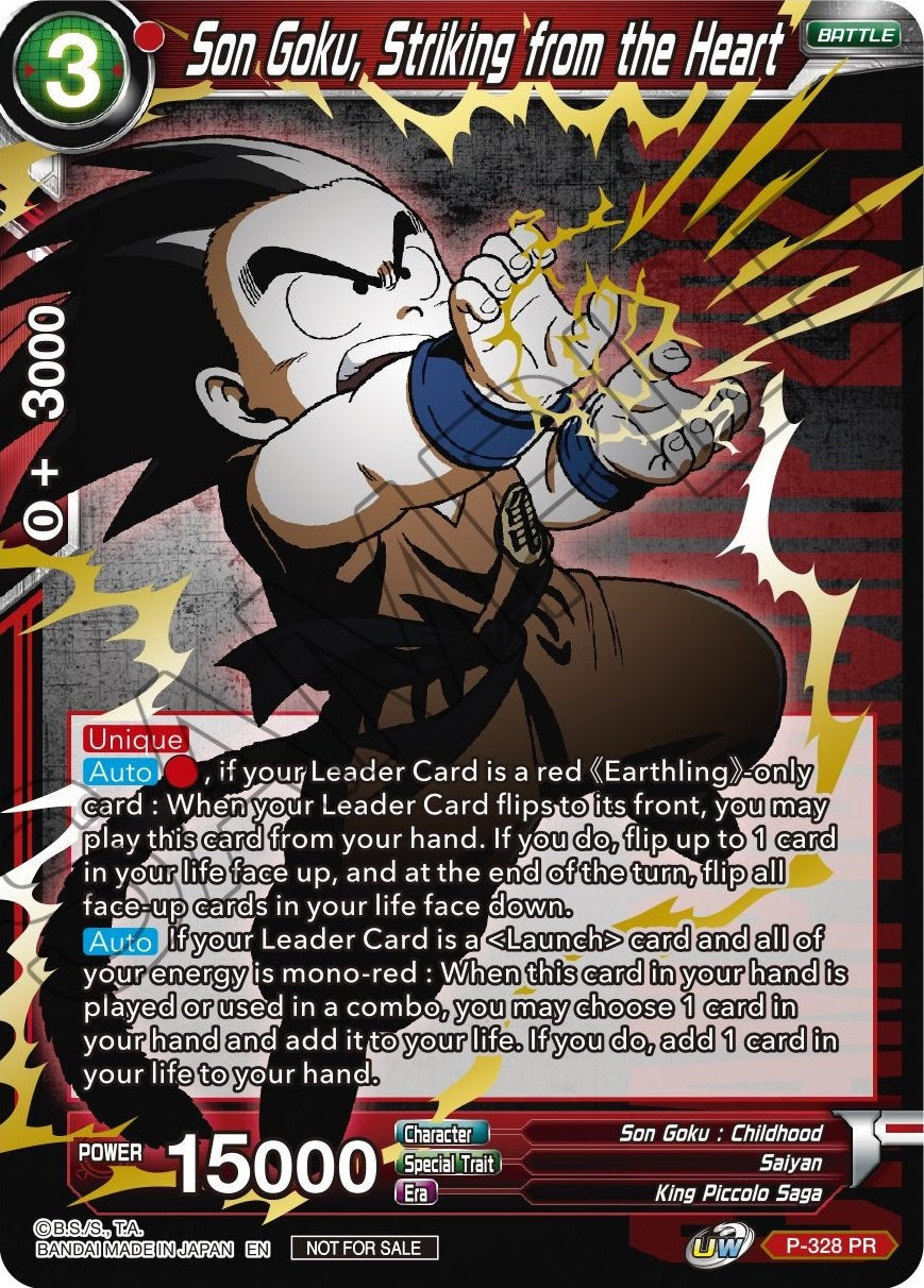 Son Goku, Striking from the Heart (Gold Stamped) (P-328) [Tournament Promotion Cards] | Gauntlet Hobbies - Angola