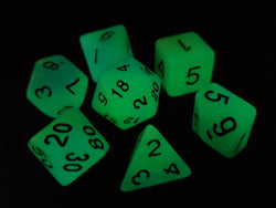 Old School Dice 7 set Glow Dice - Green & Blue