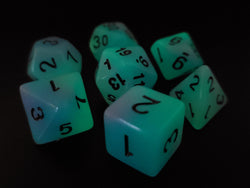 Old School Dice 7 set Glow Dice - Blue & Purple