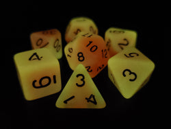 Old School Dice 7 set Glow Dice - Orange