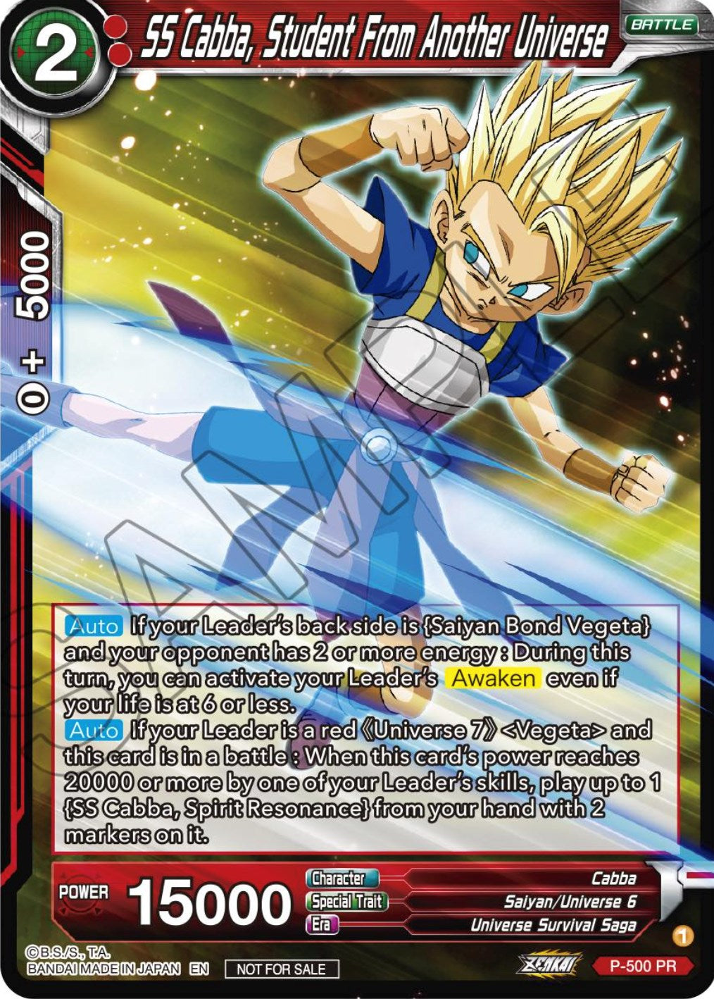 SS Cabba, Student From Another Universe (Zenkai Series Tournament Pack Vol.4) (P-500) [Tournament Promotion Cards] | Gauntlet Hobbies - Angola