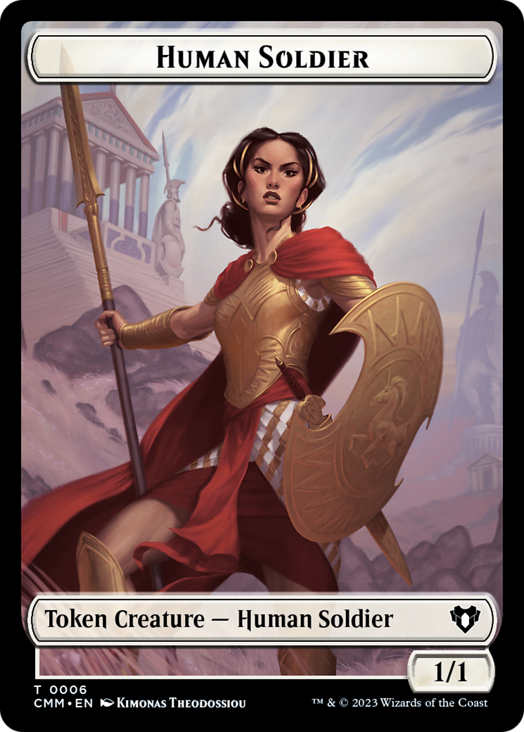 Human Soldier // Elemental (0025) Double-Sided Token [Commander Masters Tokens] | Gauntlet Hobbies - Angola