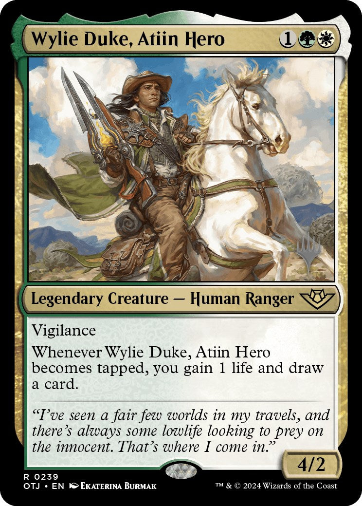Wylie Duke, Atiin Hero (Promo Pack) [Outlaws of Thunder Junction Promos] | Gauntlet Hobbies - Angola