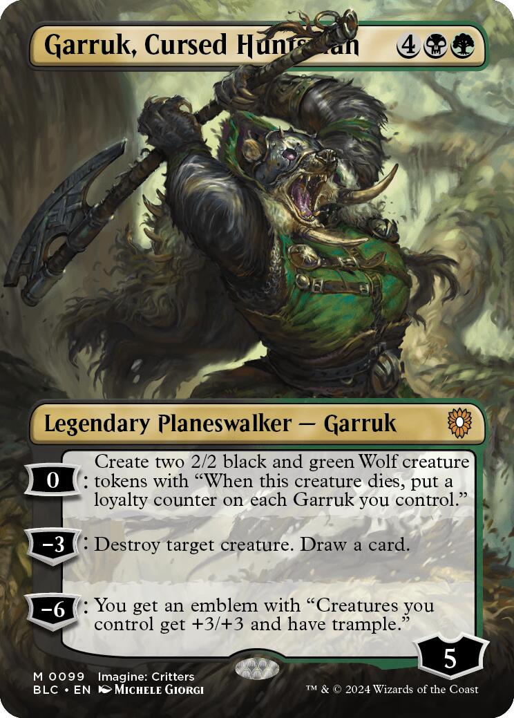Garruk, Cursed Huntsman (Borderless) [Bloomburrow Commander] | Gauntlet Hobbies - Angola