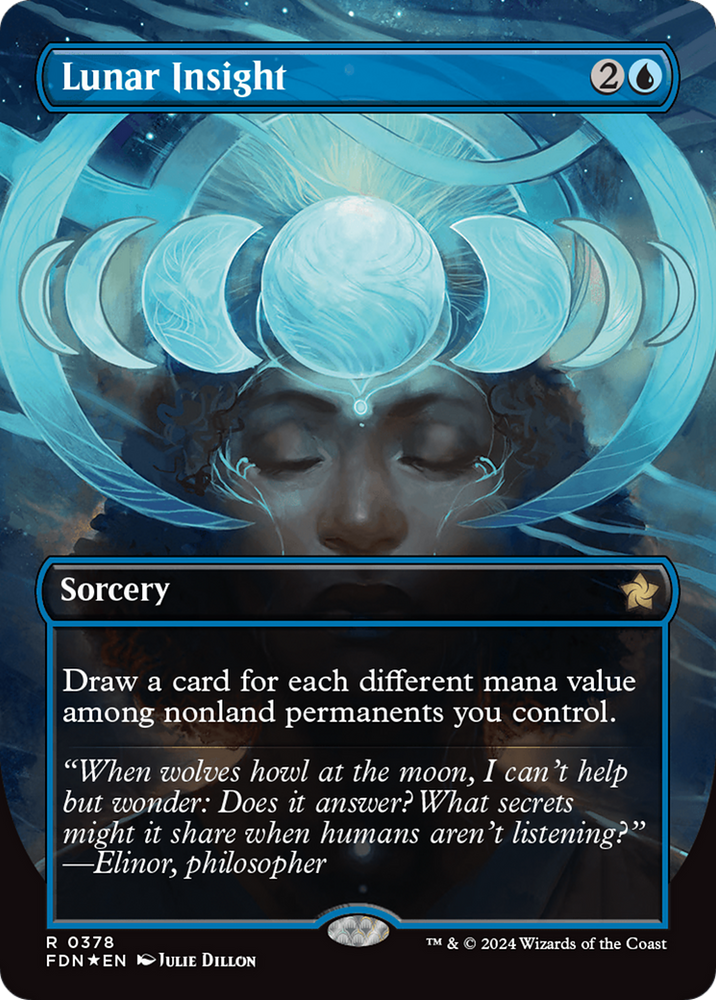 Lunar Insight (#378) (mana foil) (borderless) Lunar Insight (#378) (mana foil) (borderless)