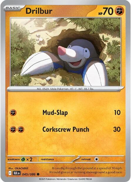 Drilbur (045/086) (Reverse Holo) [Scarlet & Violet: Black Bolt]