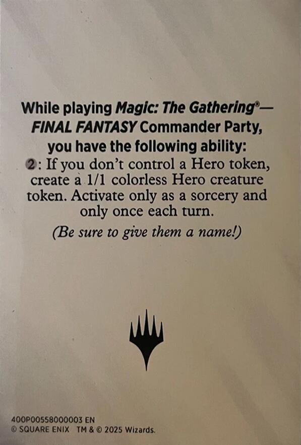 Blank Hero Token [FINAL FANTASY Tokens]