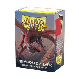 Dragon Shield Sleeves: Standard Matte Dual - Crimson & Silver 100CT