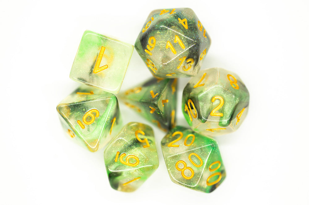 Old School Dice 7 set Luminous - Snake Venom