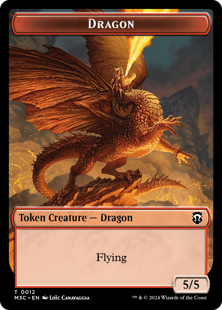 Dragon (Ripple Foil) // Copy Double-Sided Token [Modern Horizons 3 Commander Tokens] | Gauntlet Hobbies - Angola
