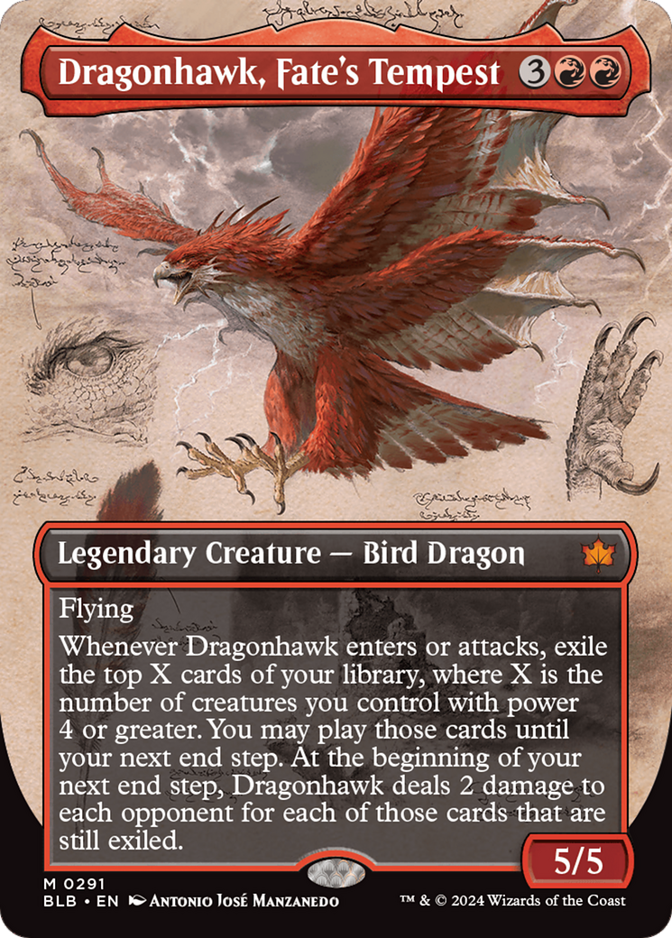Dragonhawk, Fate's Tempest (Borderless) [Bloomburrow] | Gauntlet Hobbies - Angola