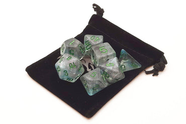 Old School Dice 7 set Luminous - Blue Moon