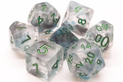 Old School Dice 7 set Luminous - Blue Moon