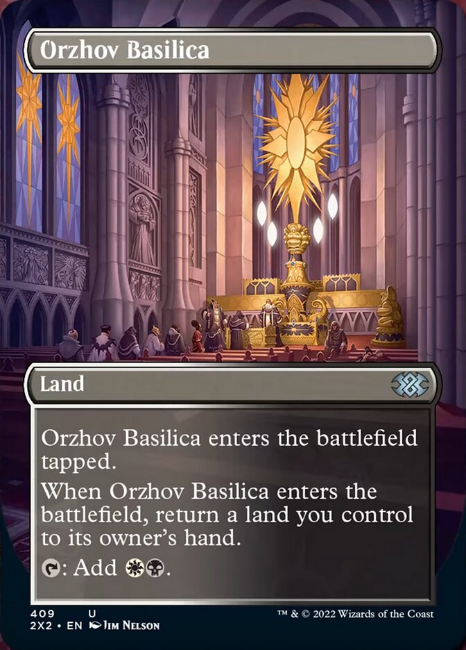 Magic the Gathering Trading Card Game Double Masters 2022 Uncommon Orzhov Basilica #409 [Alternate Art Borderless FOIL]