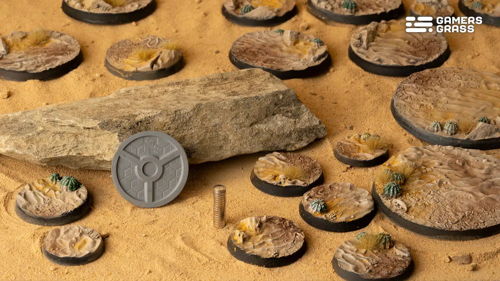 GamersGrass Battle Ready Bases: Deserts of Maahl - Round 32mm | Gauntlet Hobbies - Angola