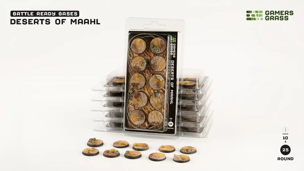GamersGrass Battle Ready Bases: Deserts of Maahl - Round 25mm