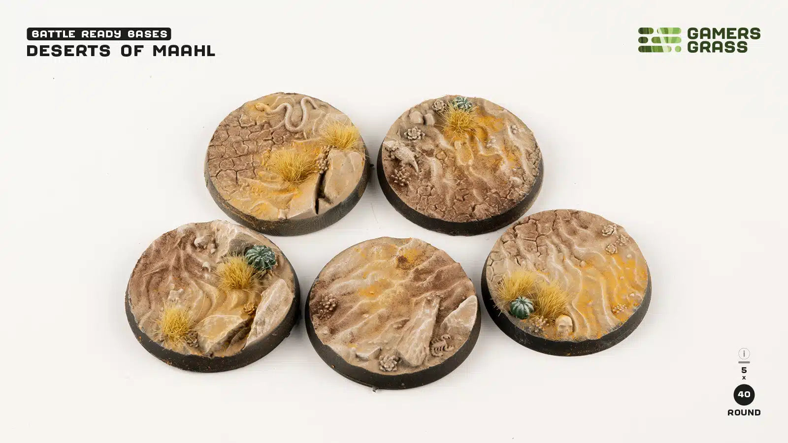 GamersGrass Battle Ready Bases: Deserts of Maahl - Round 40mm | Gauntlet Hobbies - Angola