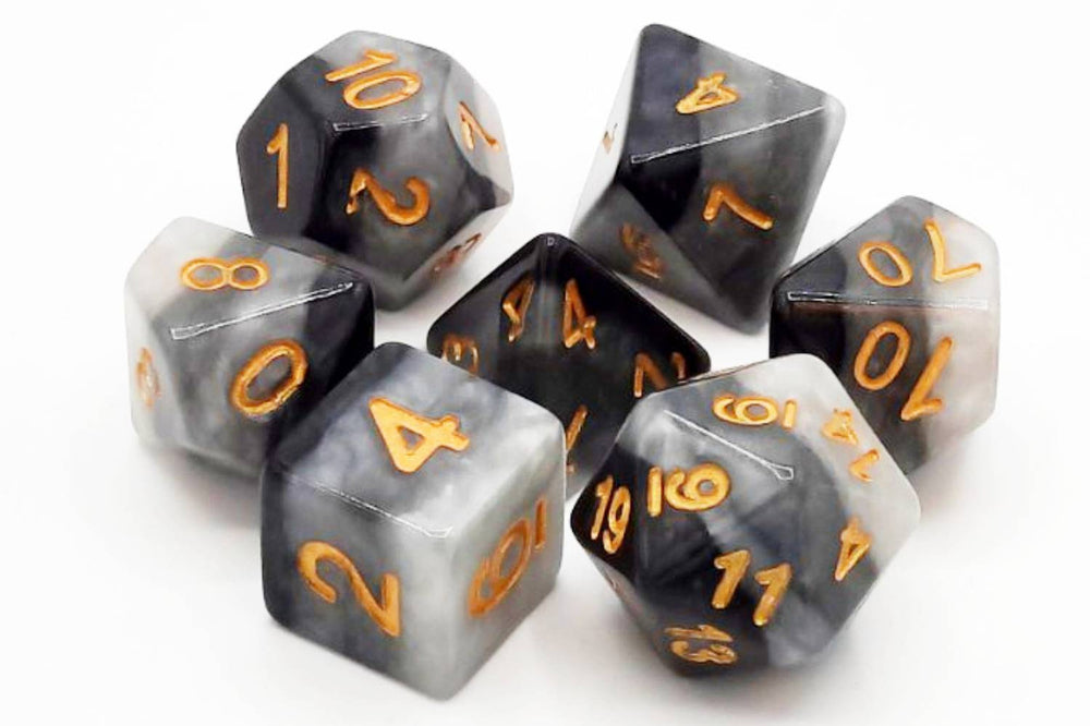 Old School Dice 7 set Gradient - Dusk till Dawn