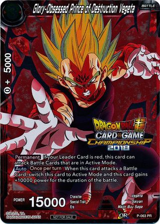 Glory-Obsessed Prince of Destruction Vegeta (P-063) [Tournament Promotion Cards] | Gauntlet Hobbies - Angola