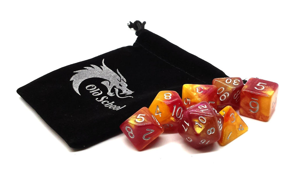 Old School Dice 7 set Galaxy - Fire in the Sky