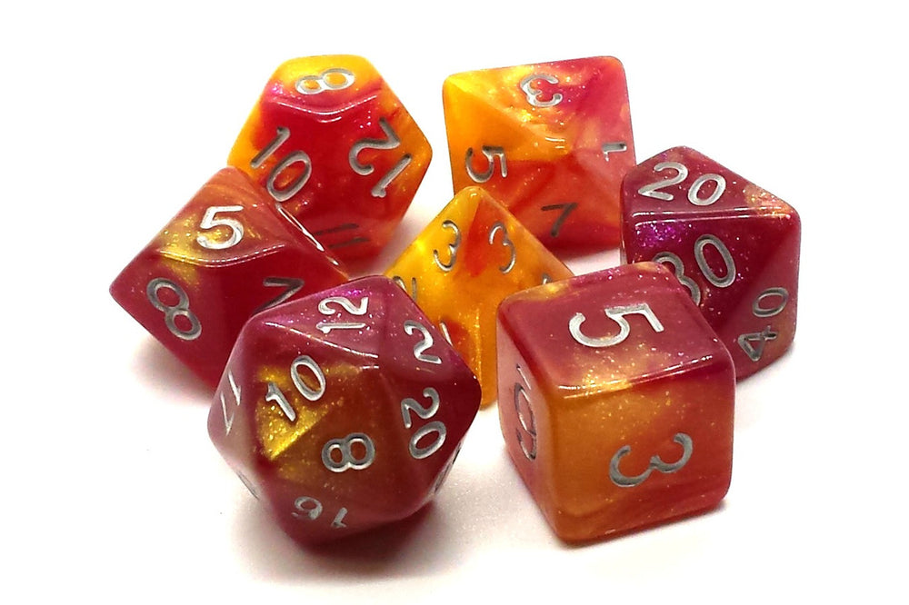 Old School Dice 7 set Galaxy - Fire in the Sky