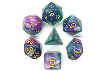 Old School Dice 7 set Galaxy - Northern Lights