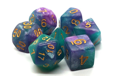 Old School Dice 7 set Galaxy - Northern Lights