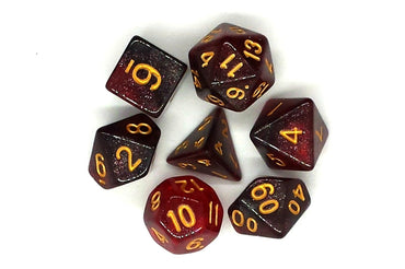 Old School Dice 7 set Galaxy - Red & Black