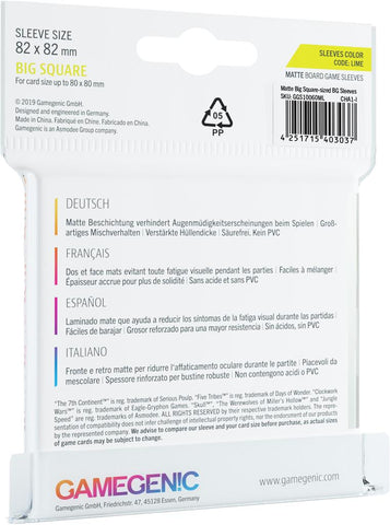Gamegenic Board Game Sleeves Matte - Big Square 82 x 82mm 50ct