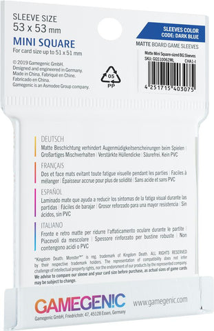 Gamegenic Board Game Sleeves Matte - Mini Square 53 x 53mm 50ct