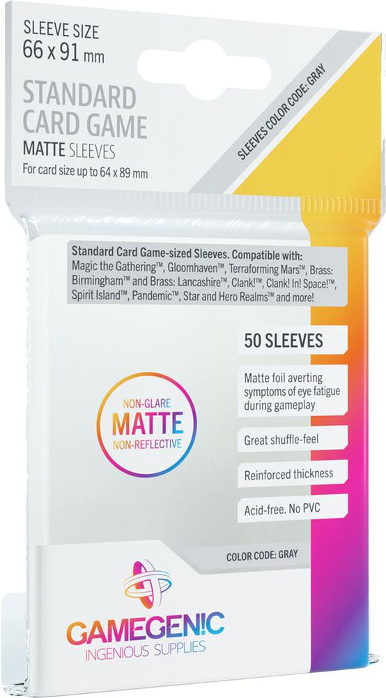 Gamegenic Board Game Sleeves Matte - Standard Card Game 66 x 91mm 50ct