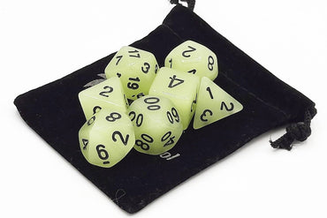 Old School Dice 7 set Glow Dice - Grey