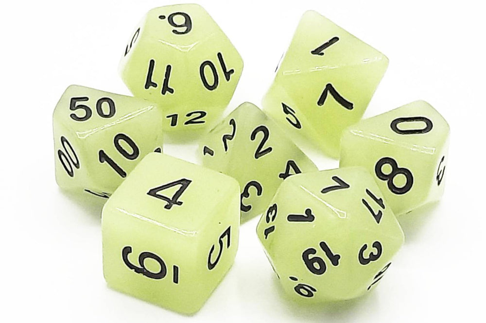 Old School Dice 7 set Glow Dice - Grey