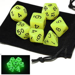 Old School Dice 7 set Glow Dice - Yellow