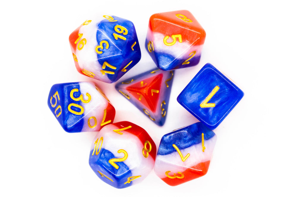 Old School Dice 7 set Gradient - American Flag