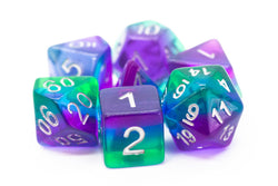 Old School Dice 7 set Gradient - Translucent Blue Aurora