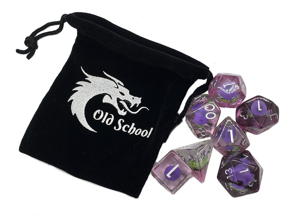 Old School Dice 7 set - Infused - Green Goblin