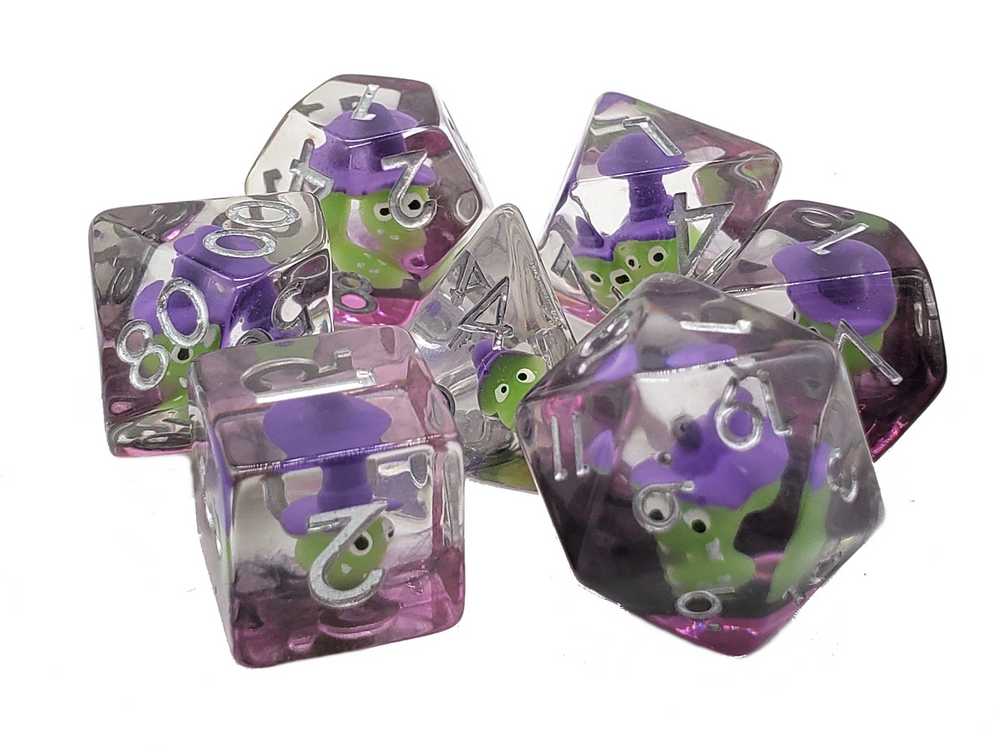 Old School Dice 7 set - Infused - Green Goblin