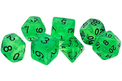 Old School Dice 7 set Galaxy - Green Shimmer