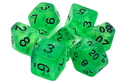 Old School Dice 7 set Galaxy - Green Shimmer