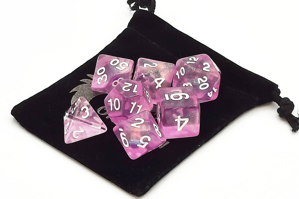 Old School Dice 7 set Galaxy - Lilac Shimmer