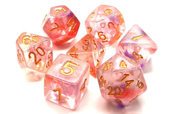 Old School Dice 7 set Luminous - Red Ruby