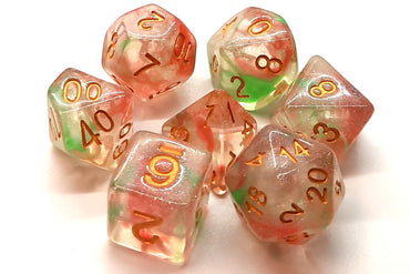 Old School Dice 7 set Luminous - Rose Garden